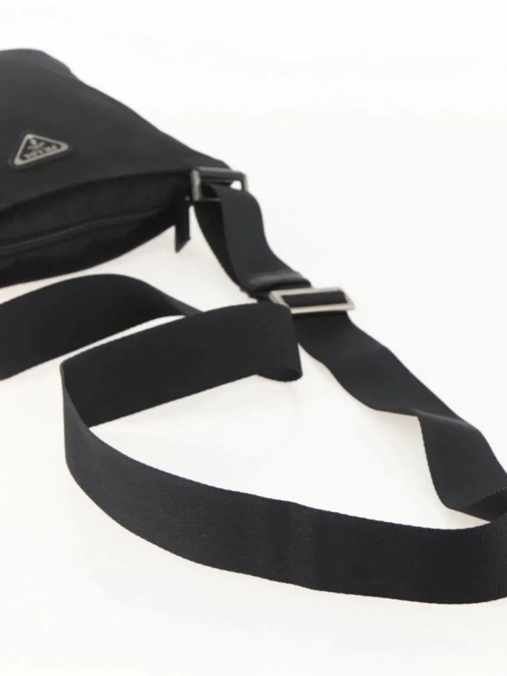PRADA Shoulder Bag Nylon Black Silver Auth 175343